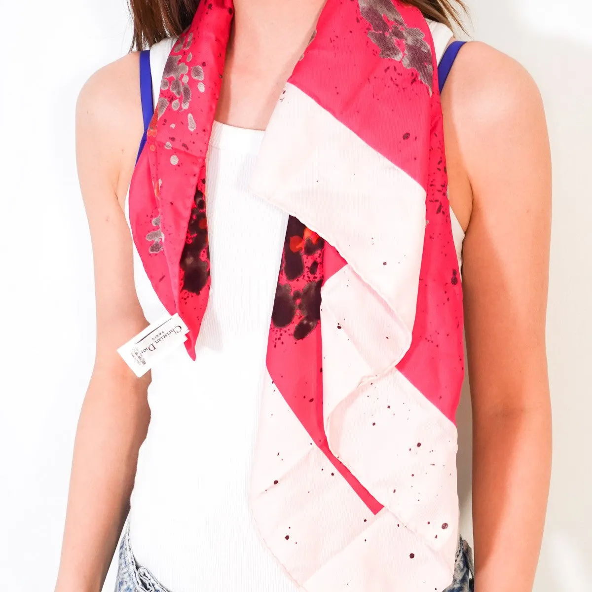 Pink abstract print scarf RRP £300