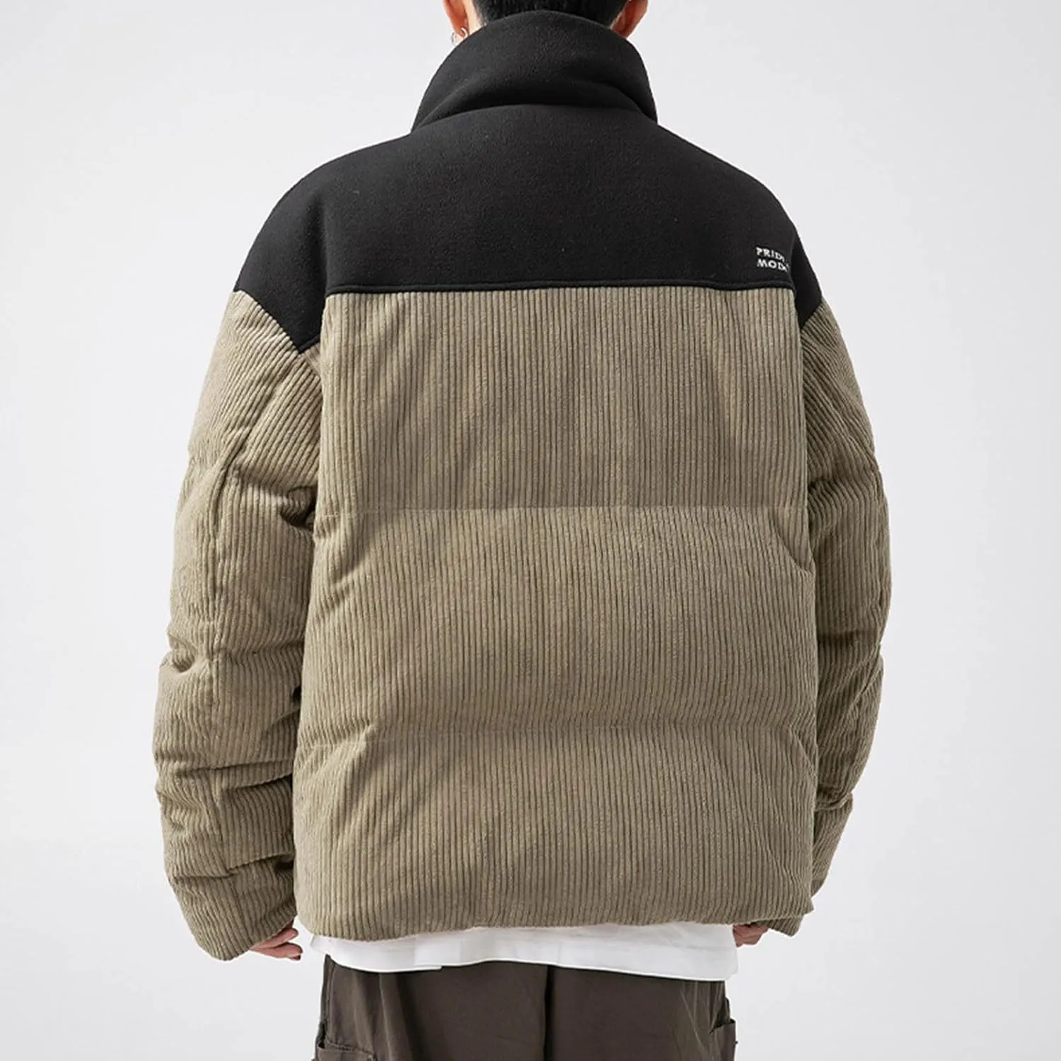 Puffer Coat for Men 2024 Winter Fashion Thick Warm Zipper Outdoor Color Block Jacket Loose Fit Comfort Down Coats
