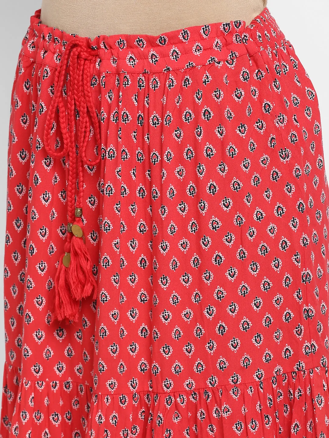 Red Printed Skirt