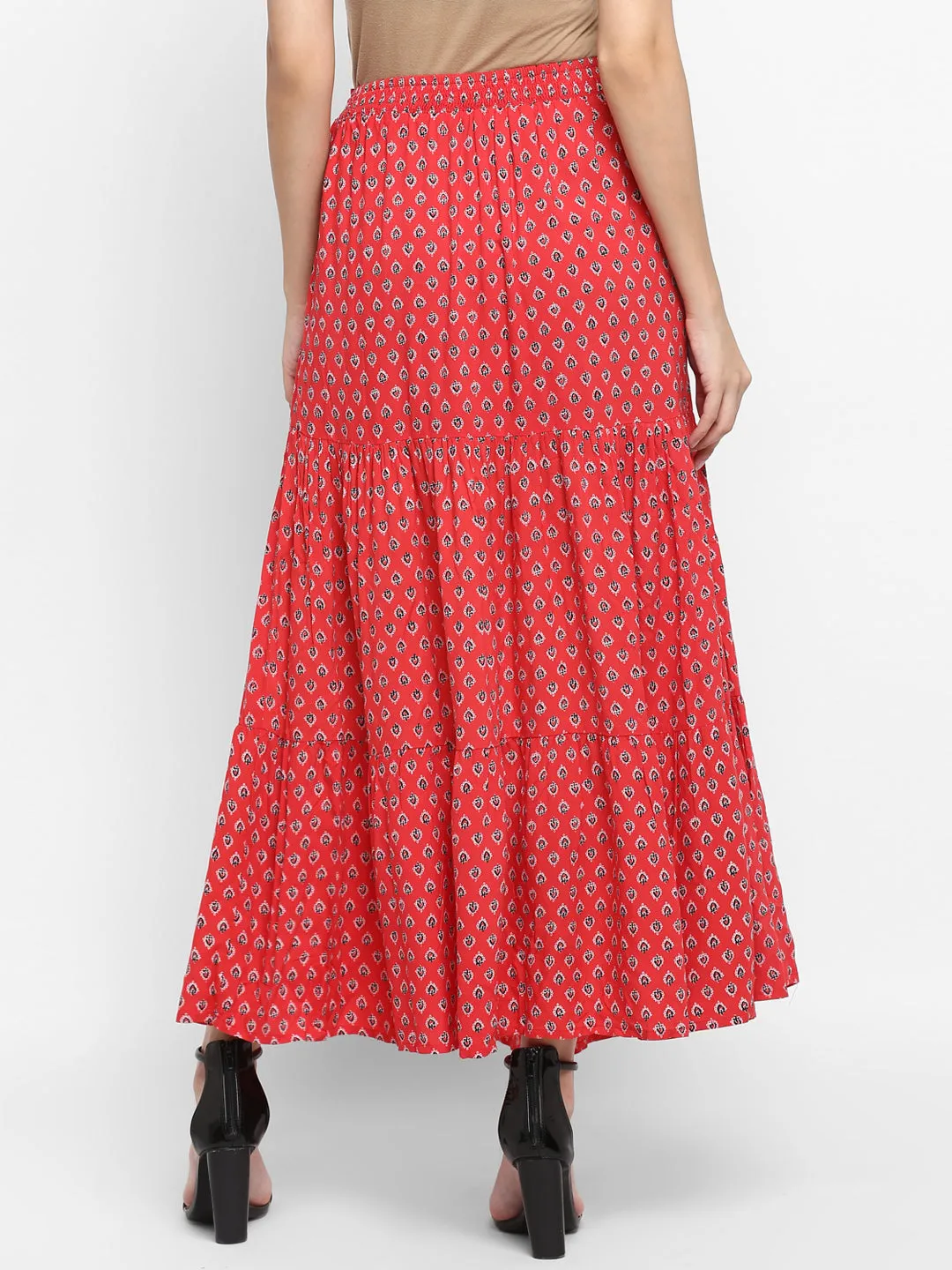 Red Printed Skirt