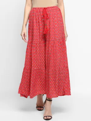 Red Printed Skirt