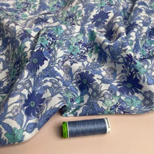 REMNANT 2.38 Metres - Wildflower Blue Cotton Lawn Fabric