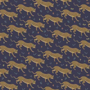 Rifle Paper Co - Jaguar Navy Metallic Cotton from Camont