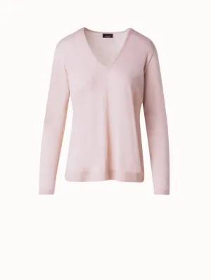 Seamless Cashmere and Silk V-Neck Sweater