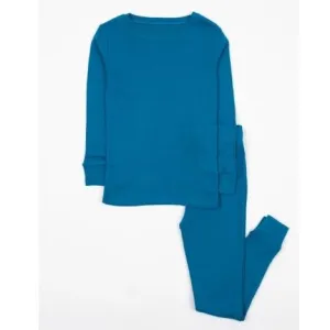 Solid Cotton Lounge Set — Teal Blue