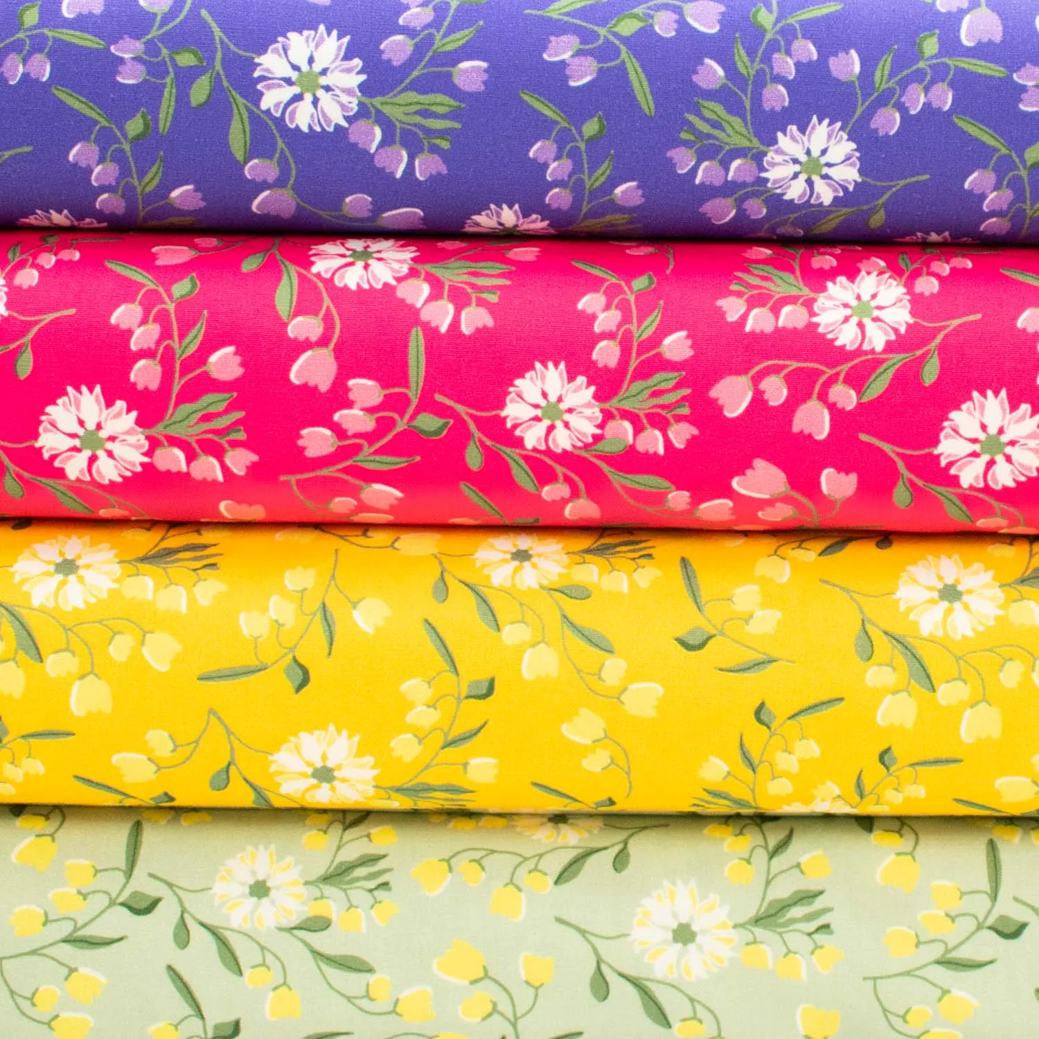 Spring Blooms Collection #05 Pink Flowers & Leaves Cotton Prints