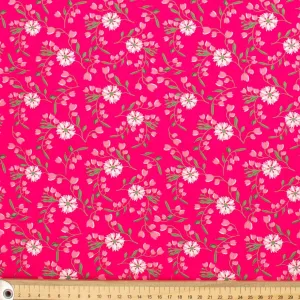 Spring Blooms Collection #05 Pink Flowers & Leaves Cotton Prints