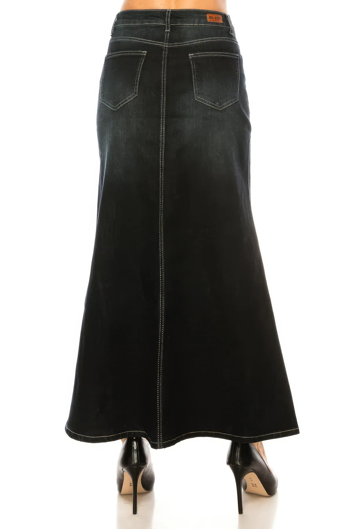 Stretch Denim Long A-Line Skirt (89140-SKT)