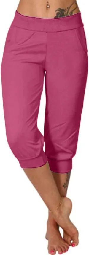 TANGNADE Women's Yoga Capris Pants Loose Soft Workout Joggers Joggers Elastic Waist Sweatpants Sports Casual Pants Pockets