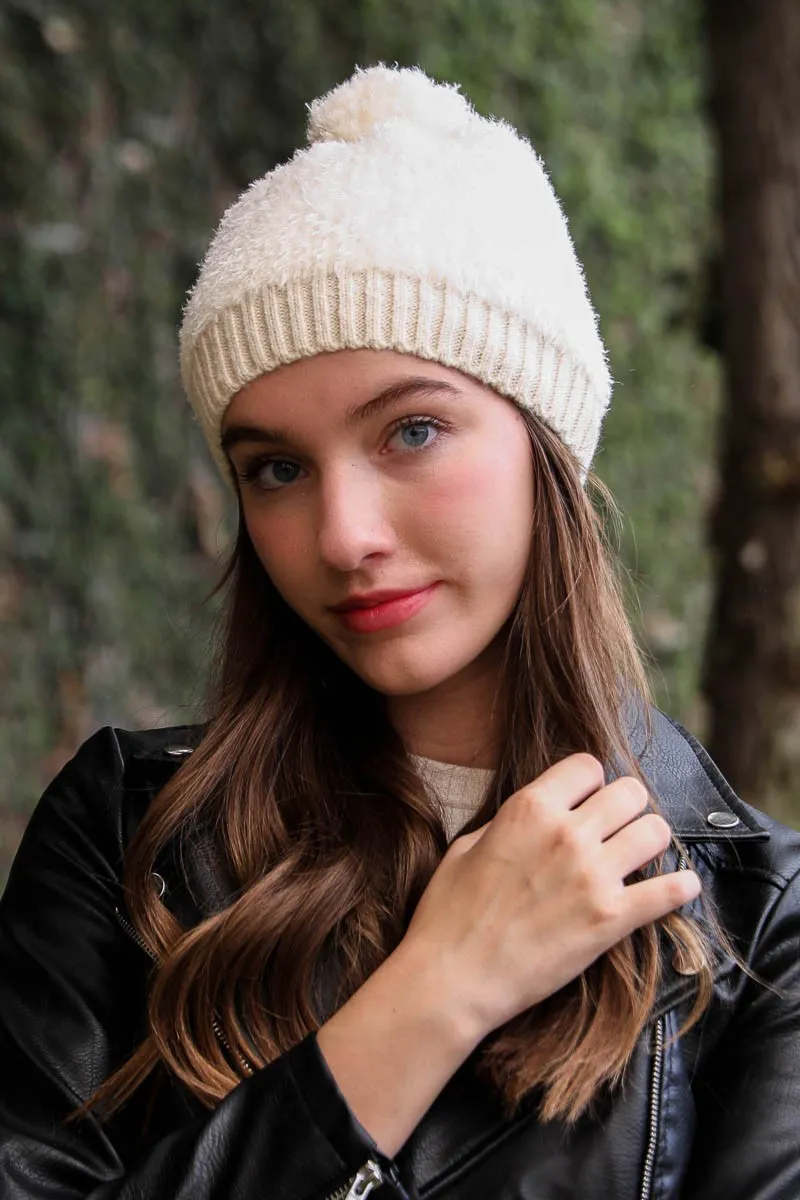 The Gina Fuzzy Pom Beanie