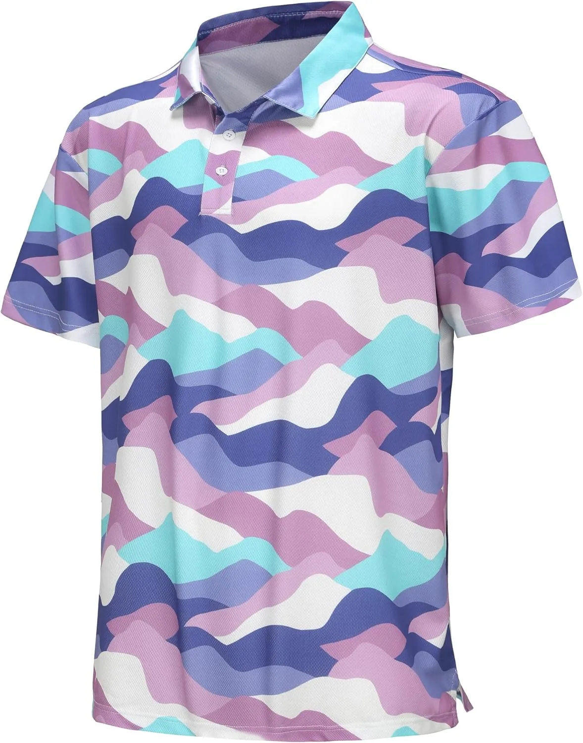 TIHEEN Mens Performance Moisture Wicking Golf Polo Shirt,Mens Business Casual Printed Short Sleeve Polo Shirts