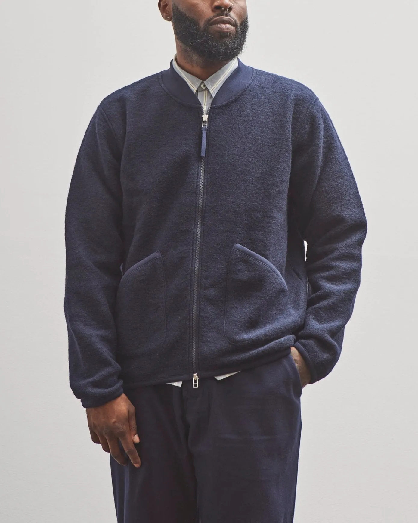 Universal Works Bomber Zip Jacket, Navy