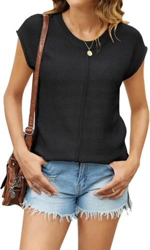 Uvog Women's Cap Sleeve Sweaters Vest Sleeveless Knit Sweater Tops 2025 Casual Summer T Shirt