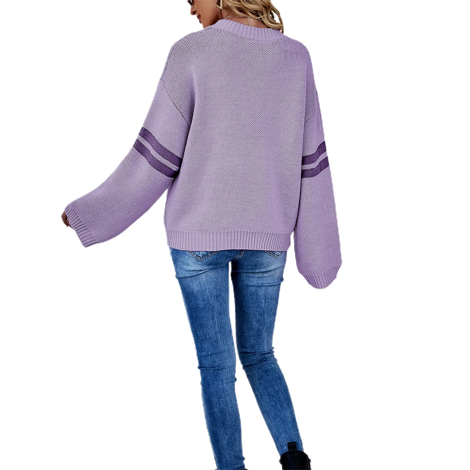 Valentines Heart  Long Sleeve Crew Neck Chunky Knitted Pullover Ribbed Sweater