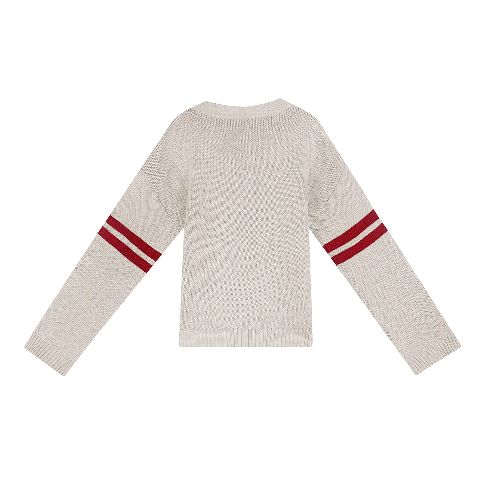 Valentines Heart  Long Sleeve Crew Neck Chunky Knitted Pullover Ribbed Sweater