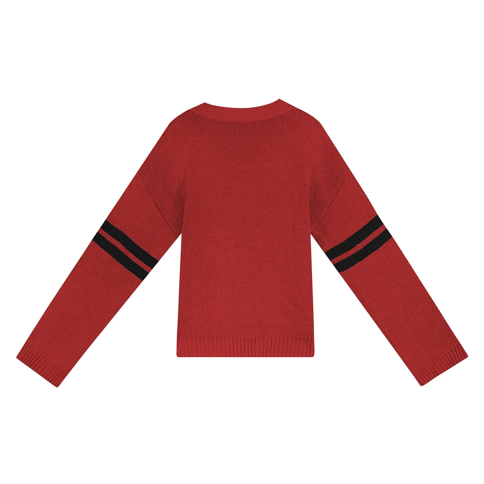 Valentines Heart  Long Sleeve Crew Neck Chunky Knitted Pullover Ribbed Sweater