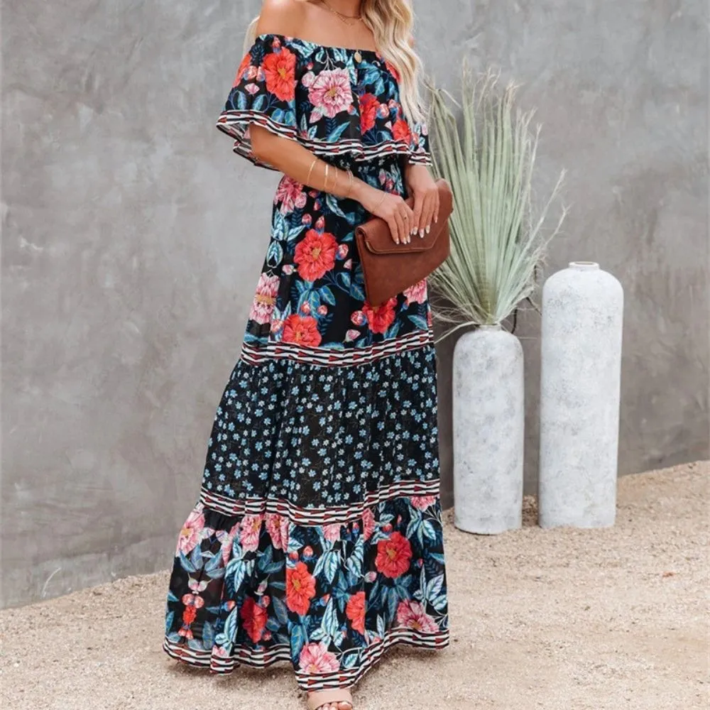 Vintage Floral Printed Long Dresses