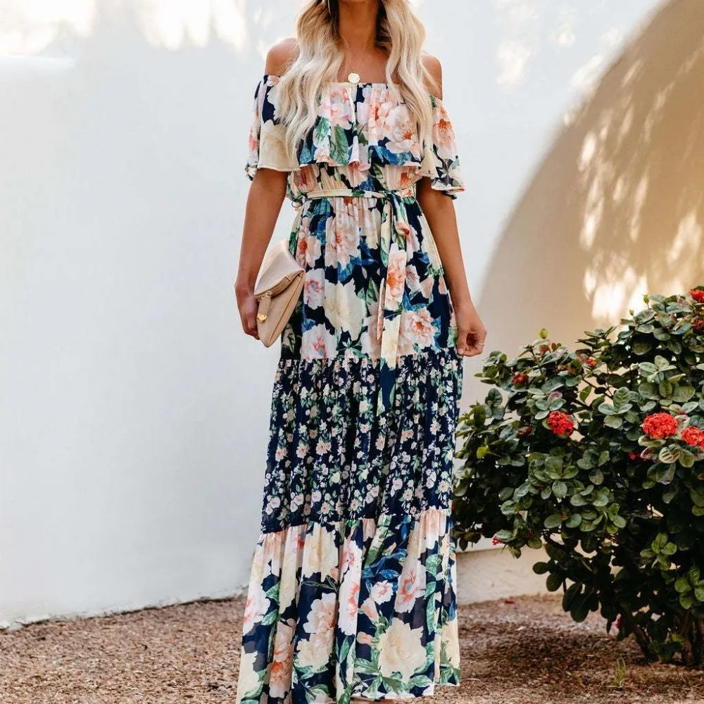 Vintage Floral Printed Long Dresses