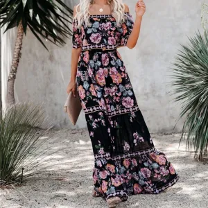 Vintage Floral Printed Long Dresses