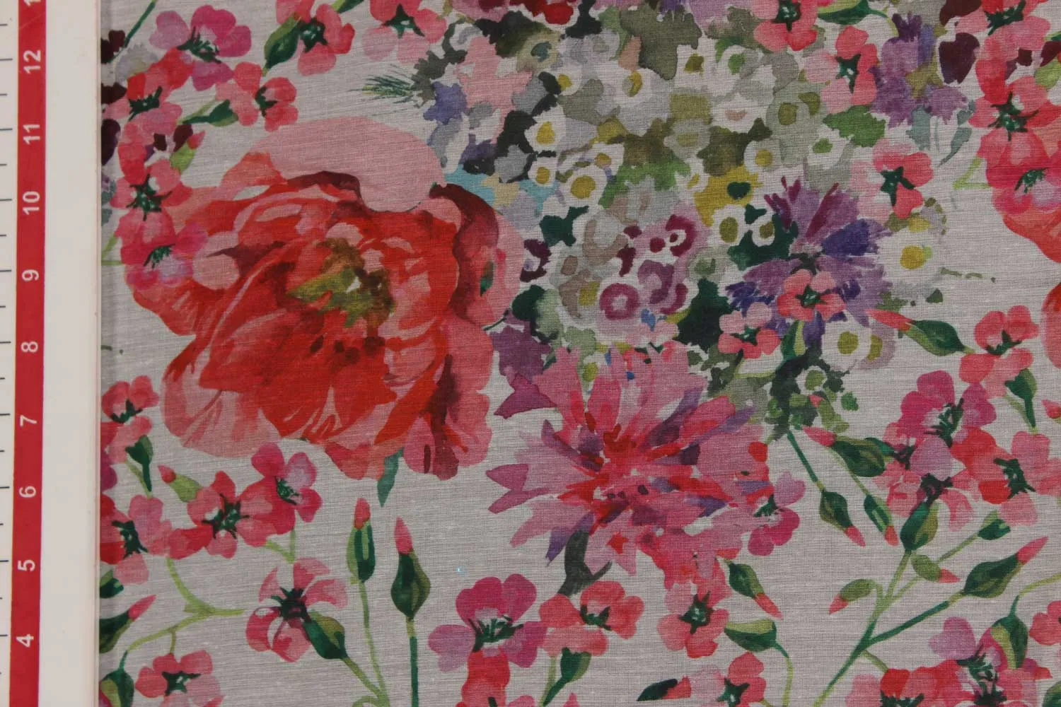 White Floral Cotton Poly Chanderi Fabric