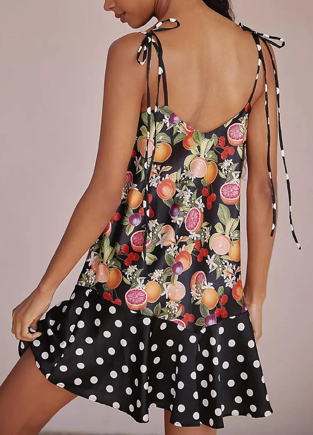 Women Cute Spaghetti Strap Boho Mini Dress Floral Backless Flowy Sling Short Dresses Graphic Summer Vocation Sundress