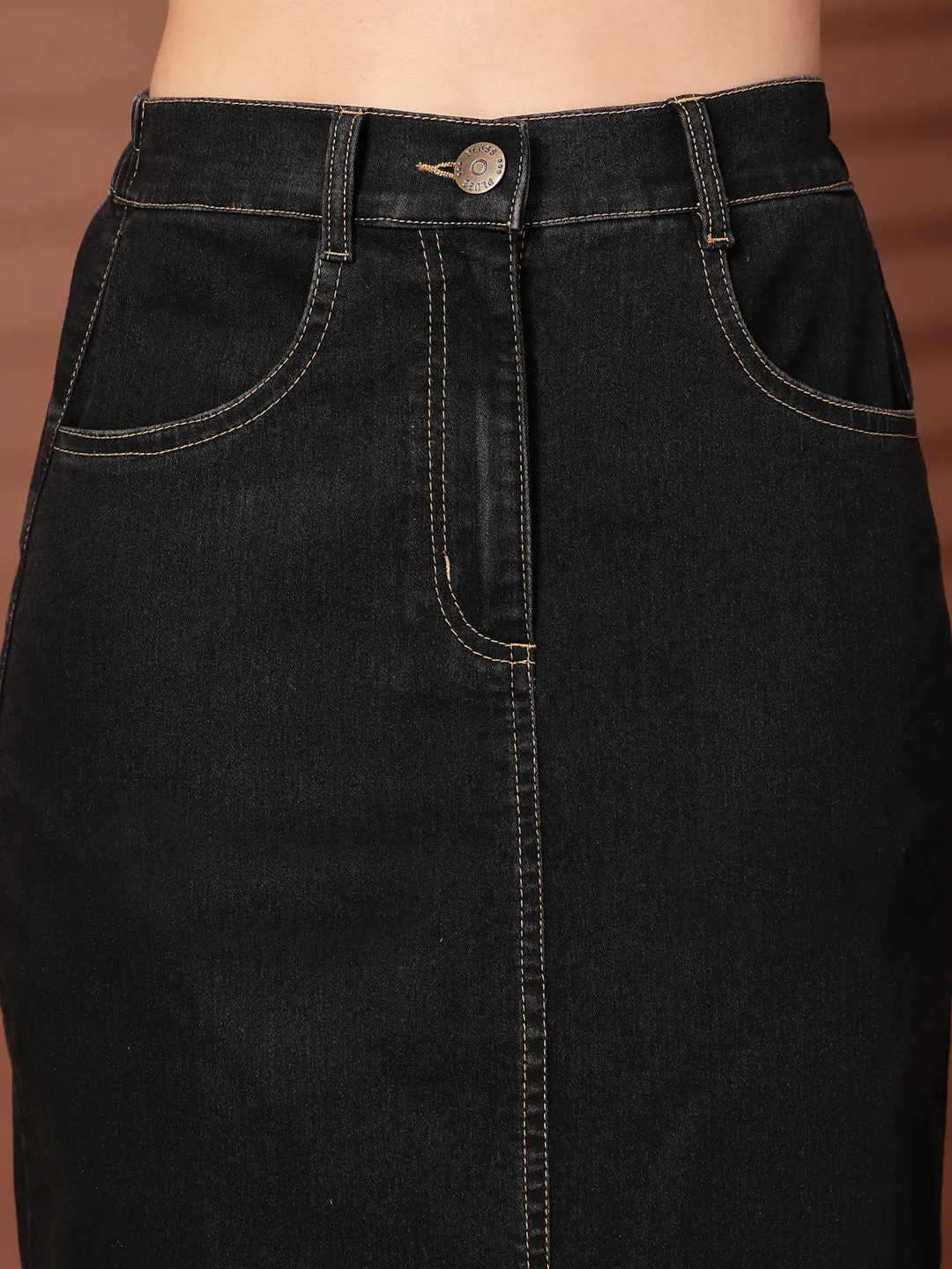 Women Denim Pencil Side Slit Maxi Skirts