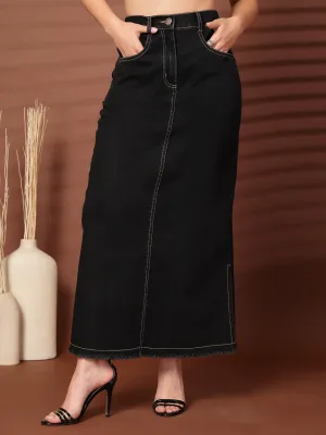 Women Denim Pencil Side Slit Maxi Skirts