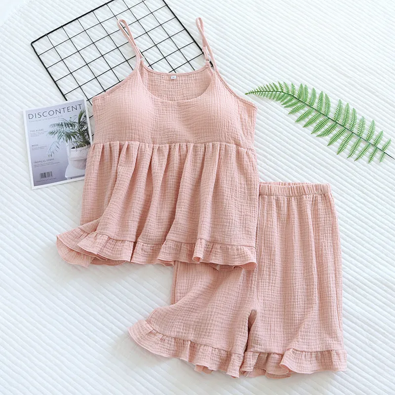 Women's Cotton Shorts Set Home Wear Suit Pajamas Night wear lounge sleep wear