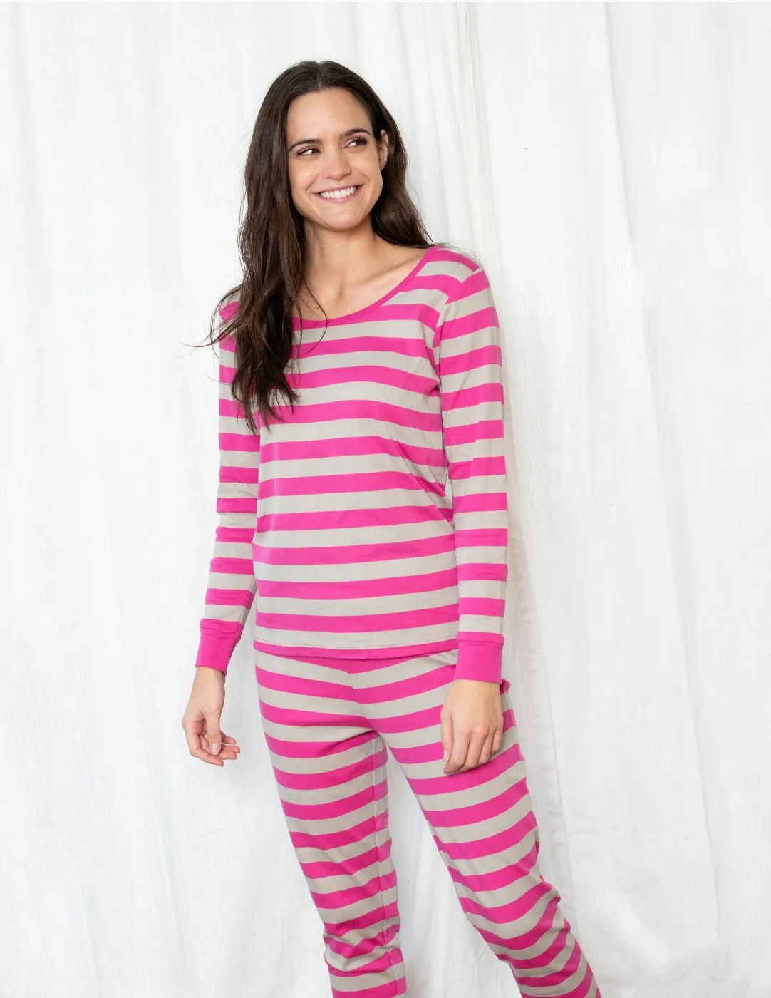 Women's Pink Stripes Cotton Pajamas