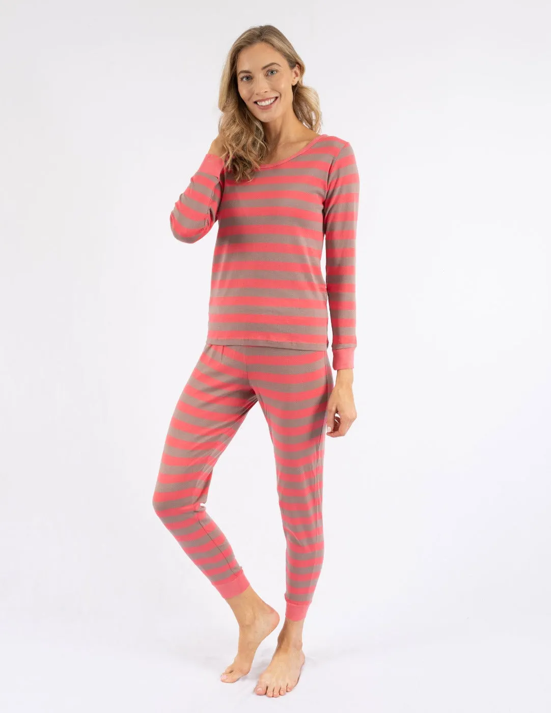 Women's Pink Stripes Cotton Pajamas