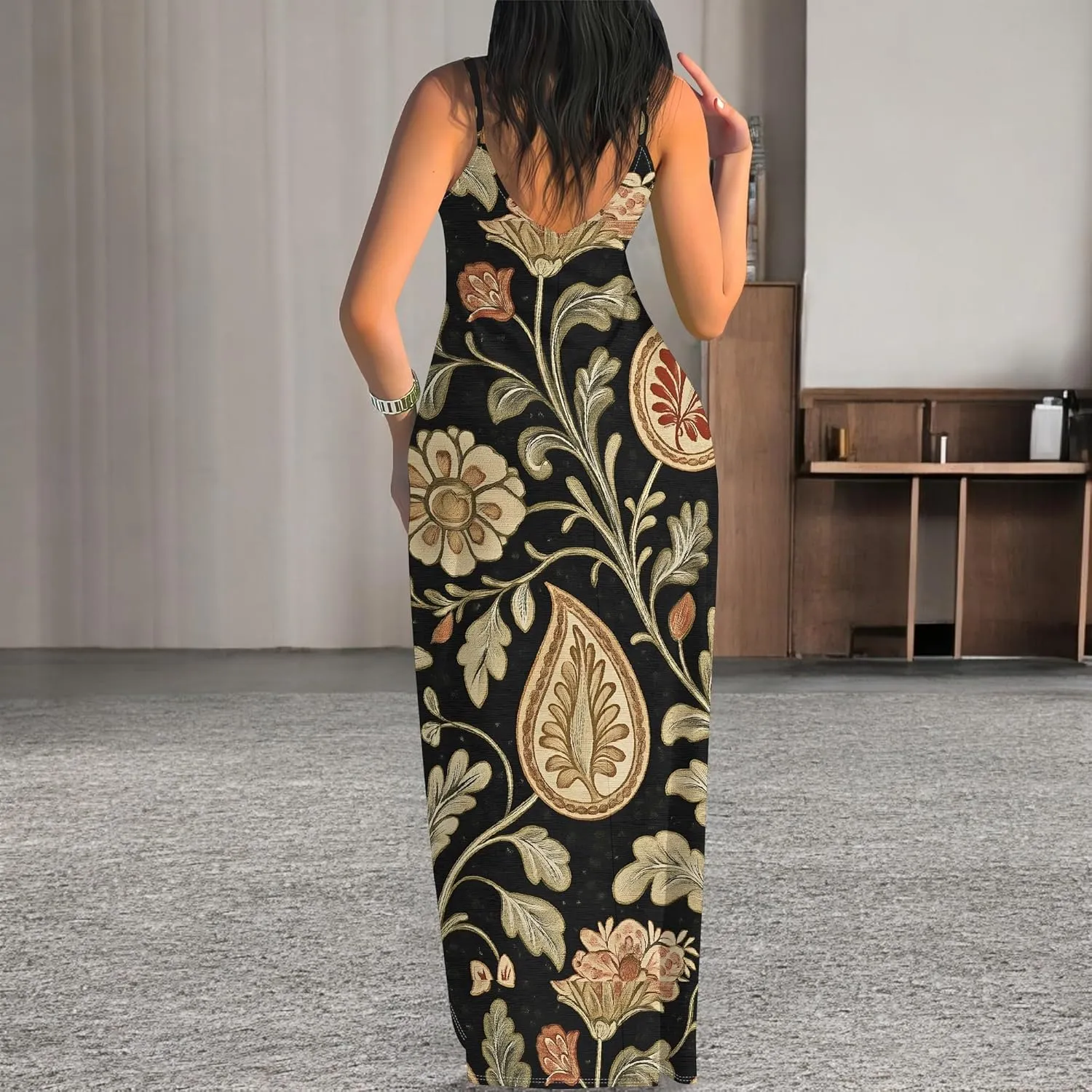 Women's Summer Maxi Dress Long Dress Casual Boho Slip Sexy Slim Sleeveless Spaghetti Strap Tiered Beach Sun Dresses