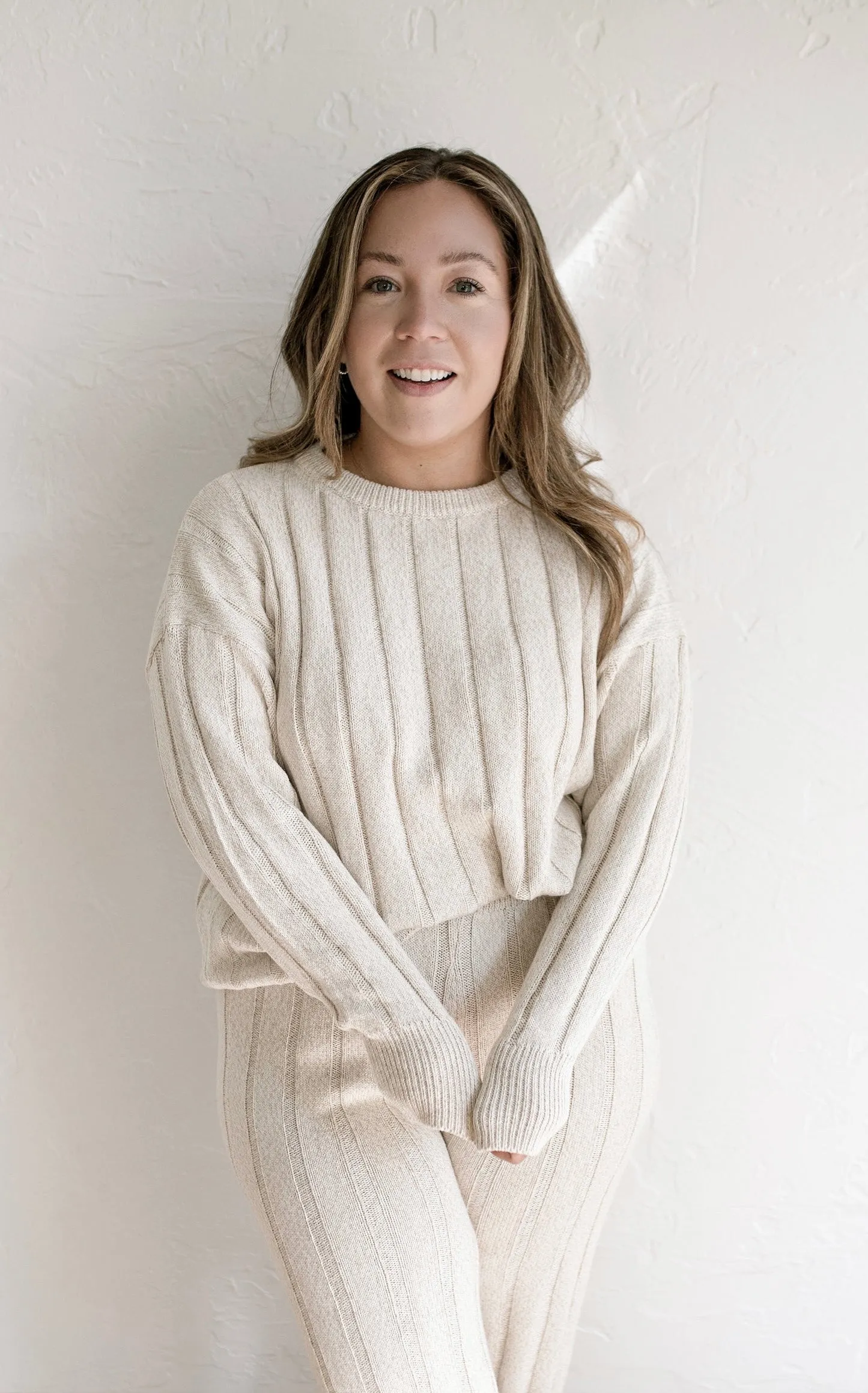 Women’s Wide Ribbed Knit Pant ‘Oatmeal’