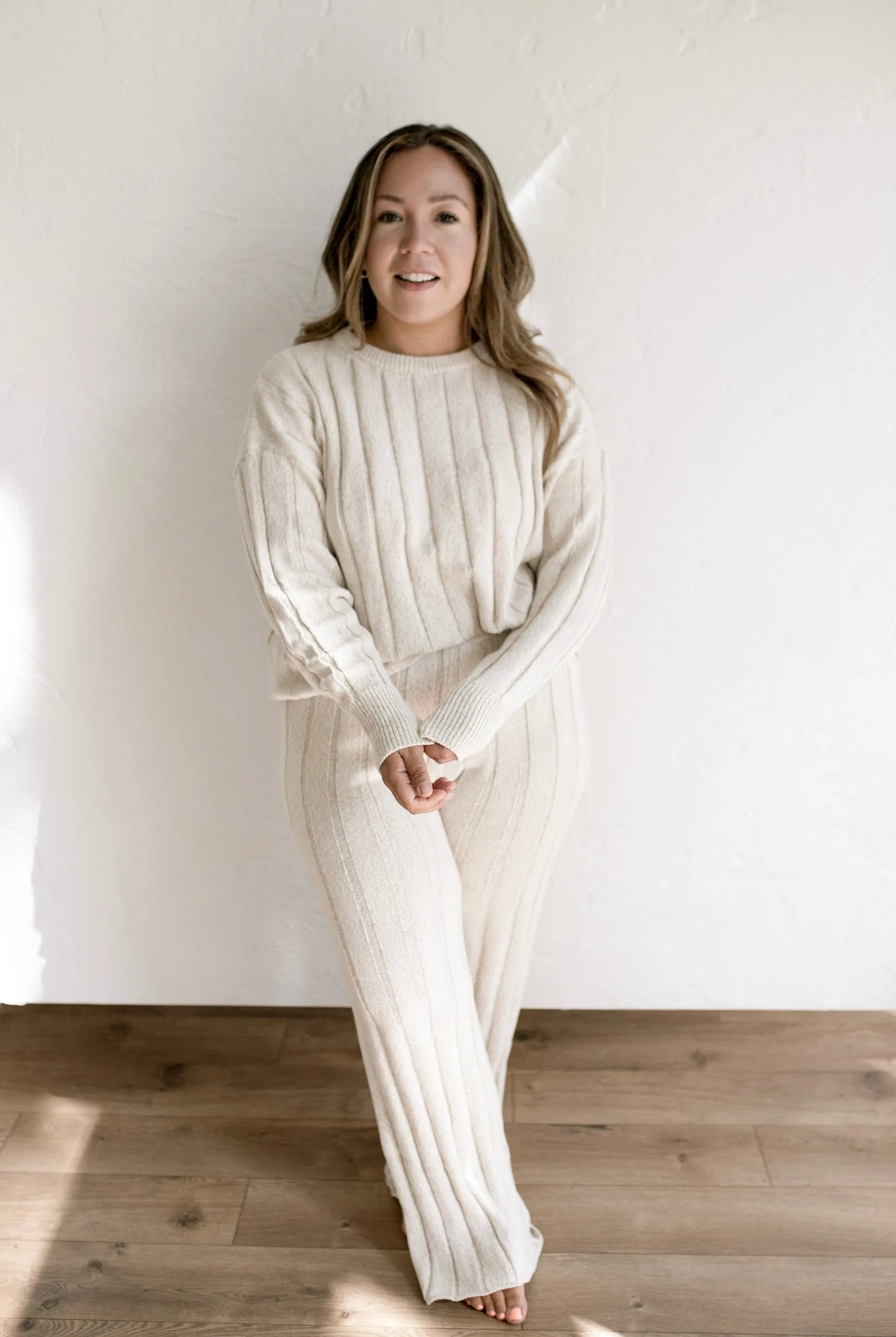 Women’s Wide Ribbed Knit Pant ‘Oatmeal’
