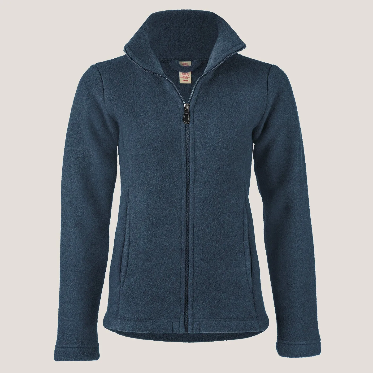 Women's Zip Jacket - 100% Organic Wool Fleece - Atlantic (XS-L) *Returning 2025