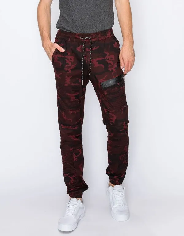 Zip It Up Moto Jogger Pants (Ox Blood Red Camo)