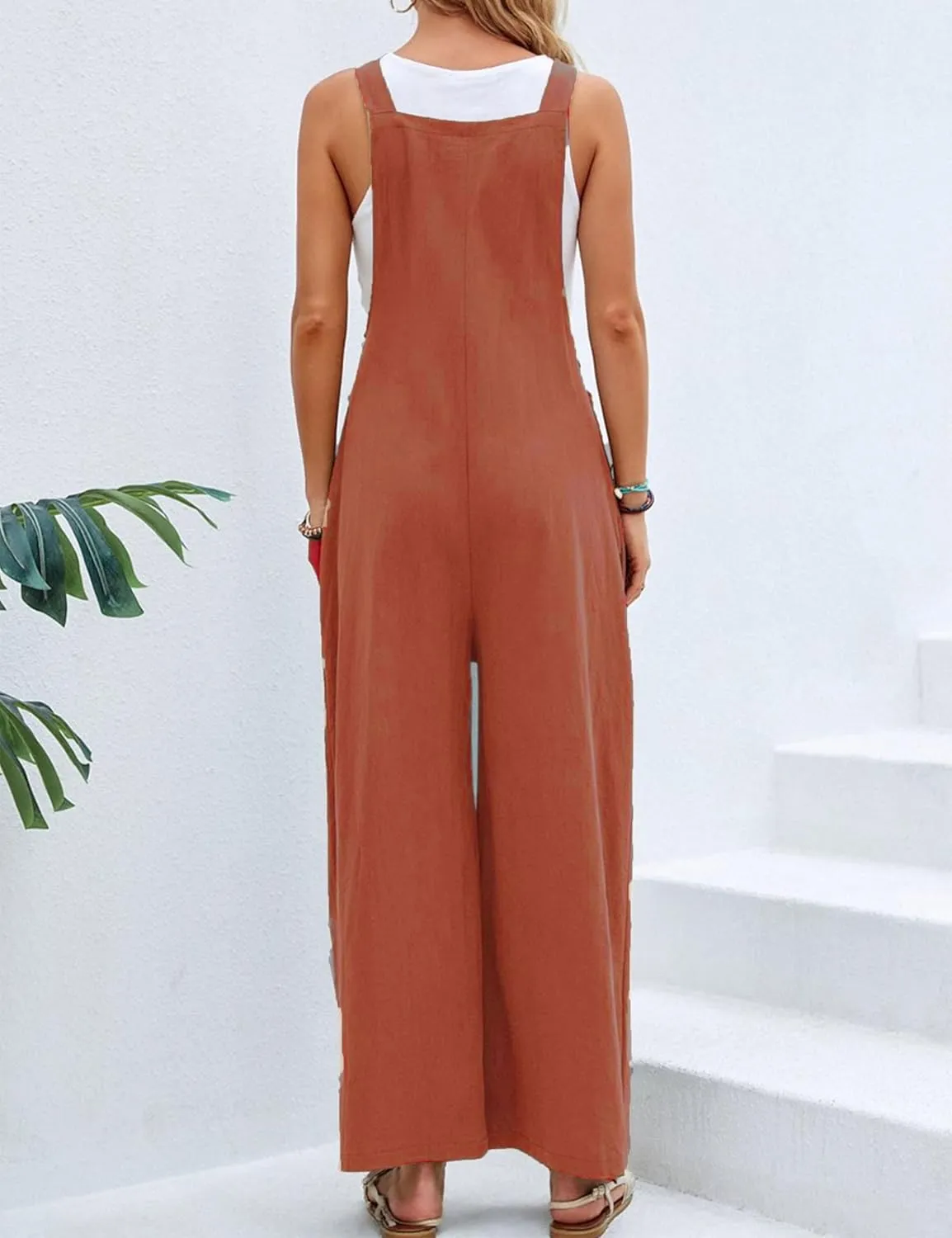 Zontroldy Bib Overalls Women Cotton Loose Summer Wide Leg Pants Jumpsuit Rompers for Women